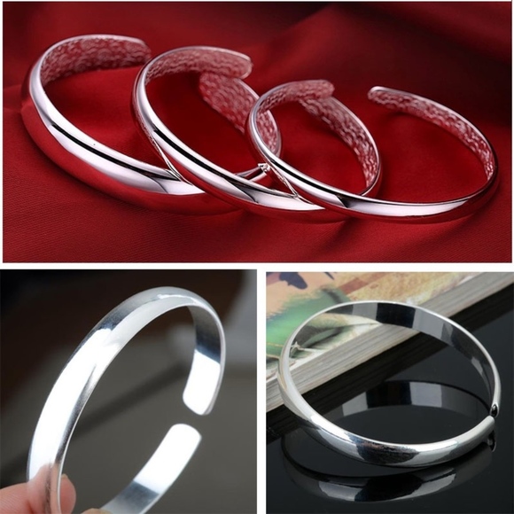 Jewelry - 925 Sterling Silver Cuff Bangle Bracelet Minimal